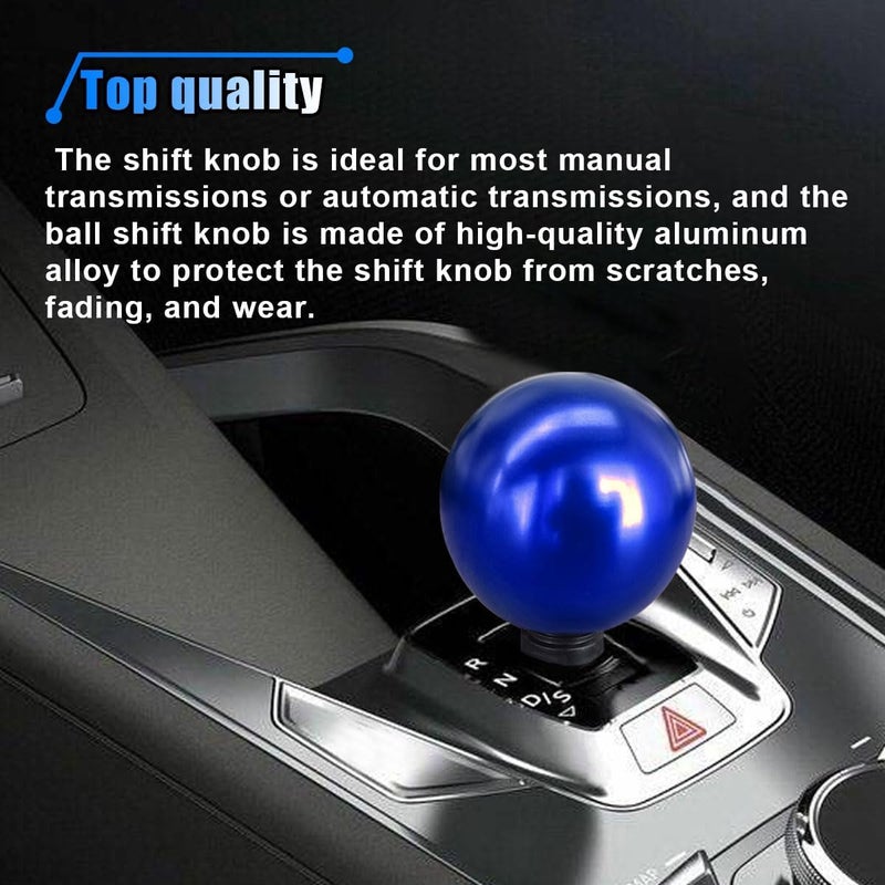 BDZMC Car Round Ball Gear Shift Knob, Aluminum Alloy Gear Shift Stick Head for Most Manual Vehicles with 3 Adapters M8, M10, M12 (Blue) - Image 4